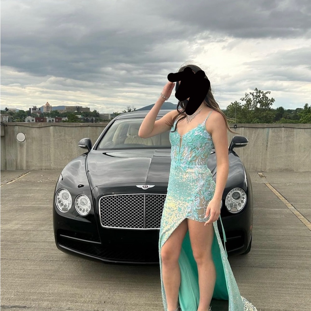 JVN Aqua High Low Dress